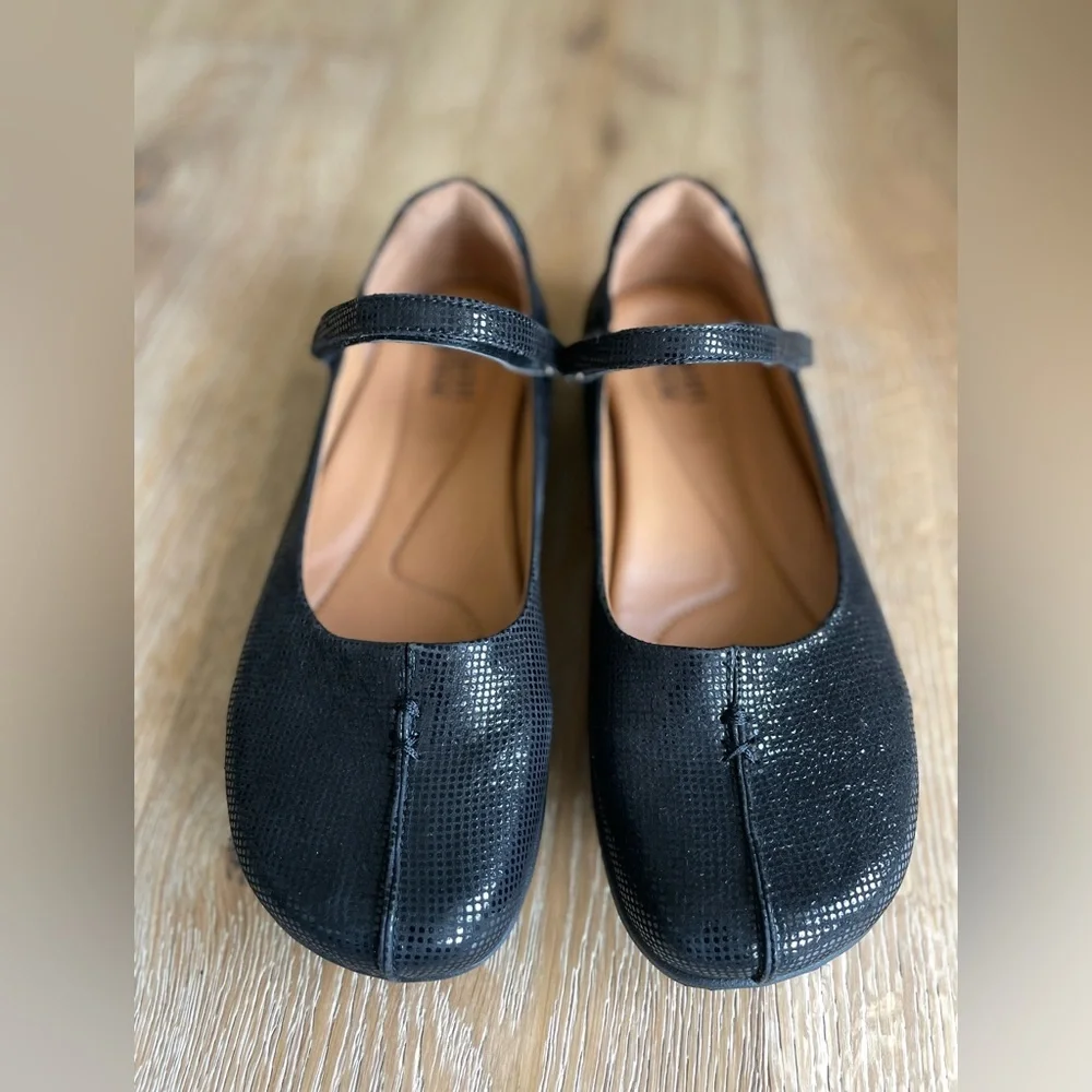 KALSO Earth SOLAR Mary Jane Black Leather Shimmer Size 9 Negative Heel - Picture 2 of 9